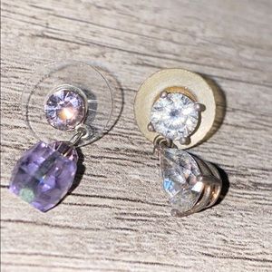Stunning Silver / Purple Crystal Earrings